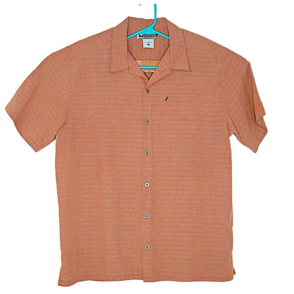 Columbia Mens Brown Rust Short Check Sleeve Collared Button Up Shirt Soft Sz XL